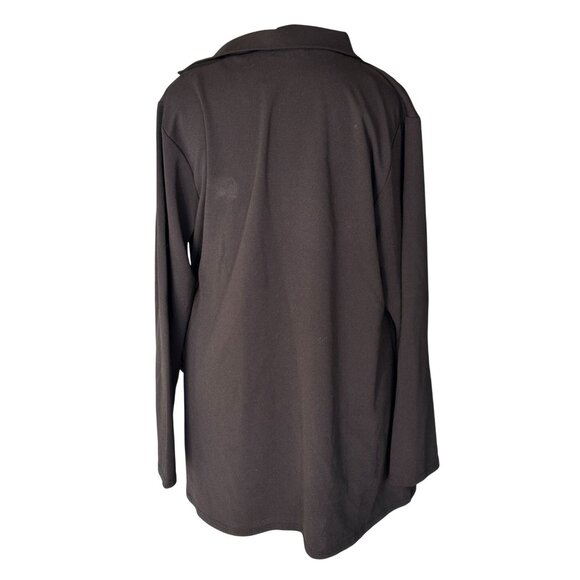 Black Wrap Tie Front Longline Blazer With Collar By Quiz - Picture 3 of 6